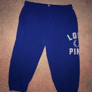PINK Royal Blue Cropped Sweatpants!